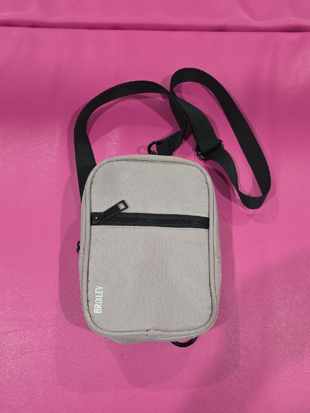 BRIXLEY Beige Crossbody Bag with Black Strap
